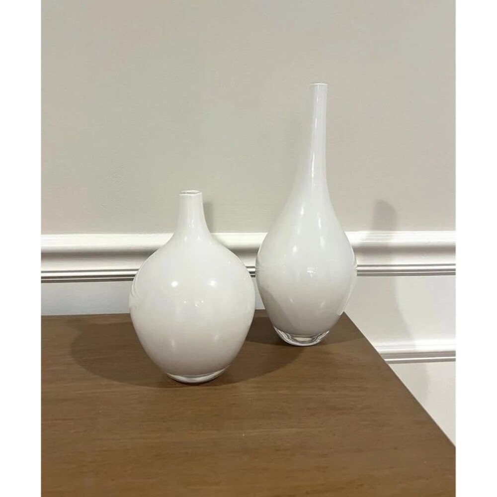 Vintage IKEA Salong White Glass Vases by Johanna Jelinek - Pair of 2 Mid-Century